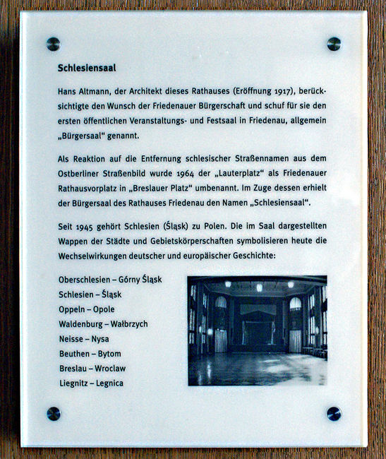 Schild Schlesiensaal